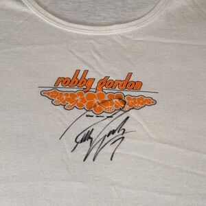 NASCAR Autographed Women White T-Shirt Chase Authentics Cotton LG ROBBY GORDON
